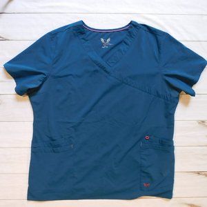 Smitten Caribbean Blue Scrub Top